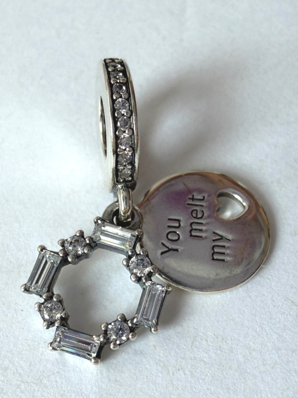 Retired Pandora Charm Ice Carving Dangle Charm "You Melt My Heart" Charm